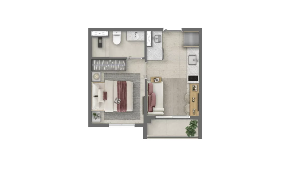 Plantas - 1dorm (24m²)