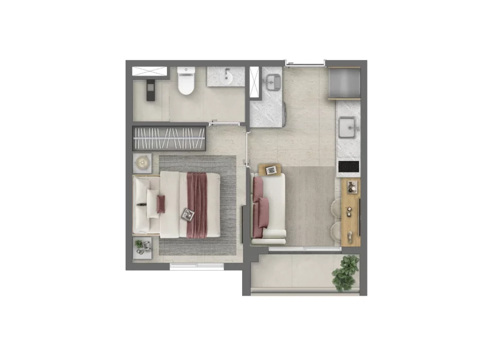 Plantas - 1dorm (24m²)
