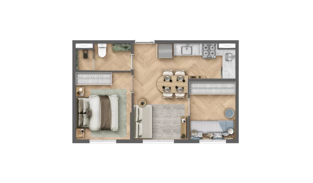 Plantas - 2 dorms (32m²)