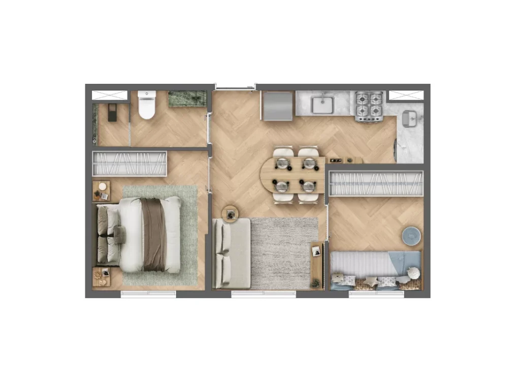 Plantas - 2 dorms (32m²)