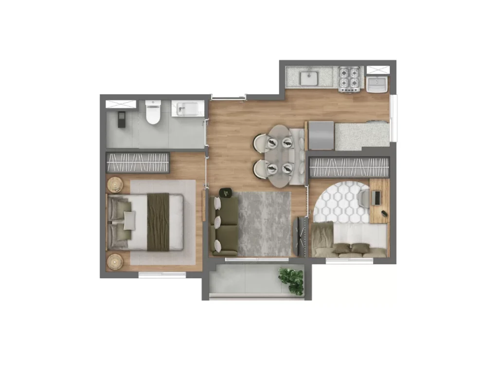 Plantas - 2 dorms (35m²)