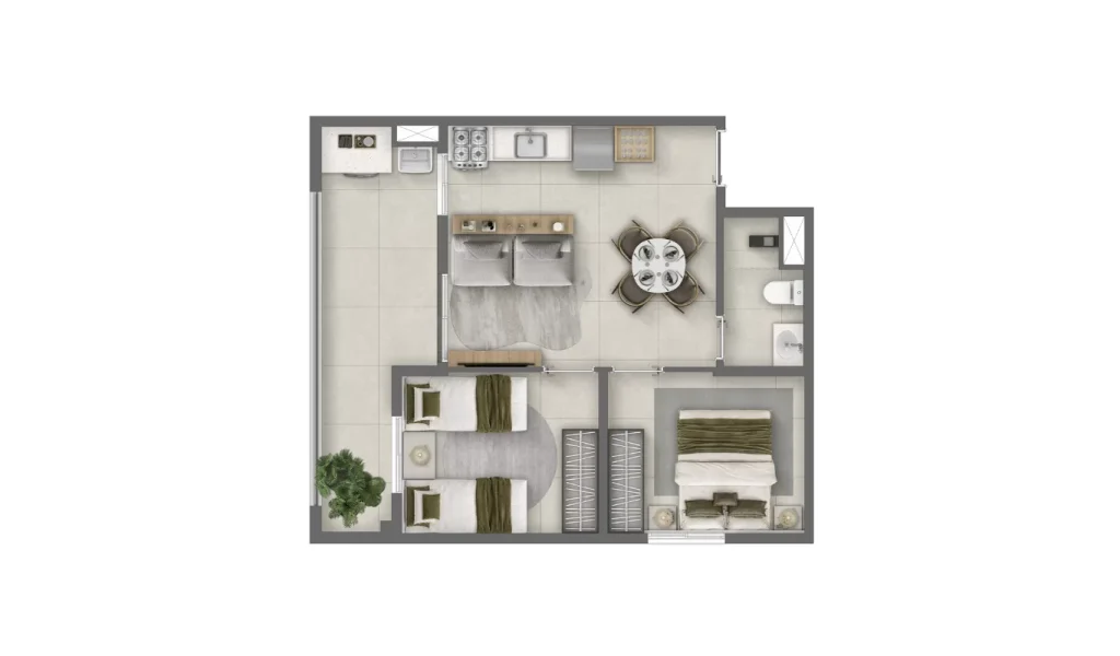 Plantas - 2 dorms (47m²)